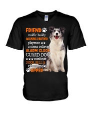 Playmate - Blue Merle Collie V-Neck T-Shirt tile