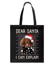Dear Santa Long Haired Dachshund Tote Bag tile