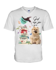 Chosen - CREAM Keeshond V-Neck T-Shirt tile