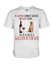 She Also Needs - Golden Retriever Dog V-Neck T-Shirt tile
