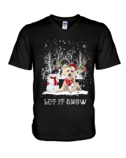 Xmas Reindeer - Cream GoldenDoodle V-Neck T-Shirt tile