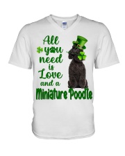 Lucky Need - BLACK Miniature Poodle V-Neck T-Shirt tile