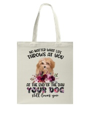 At The End - APRICOT Maltipoo Tote Bag tile