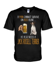 Beer Alone - Jack Russell Terrier 1 V-Neck T-Shirt tile
