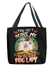 Crazy Lady - CREAM Bichon Frise All-Over Tote tile