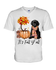 It is Fall - Labrador Black V-Neck T-Shirt tile