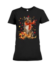 Autumn Leaves Scraf Australian Shepherd 1 Premium Fit Ladies Tee tile