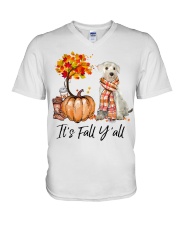 It is Fall - Miniature Schnauzer V-Neck T-Shirt tile
