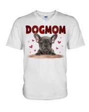 Love Mom - Grey French Bulldog V-Neck T-Shirt tile
