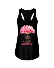 Umbrella Rose - Chocolate Lab Ladies Flowy Tank tile