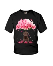 Umbrella Rose - Chocolate Lab Youth T-Shirt tile