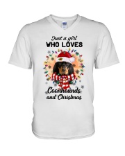Christmas Girl - Coonhound V-Neck T-Shirt tile
