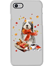 Autumn Leaves BLUE Bearded Collie Phone Case tile