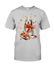 Autumn Leaves BLUE Bearded Collie Classic T-Shirt front