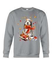 Autumn Leaves BLUE Bearded Collie Crewneck Sweatshirt tile