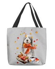 Autumn Leaves BLUE Bearded Collie All-Over Tote tile