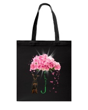 Pink Umbrella - BLACK Miniature Pinscher Tote Bag tile