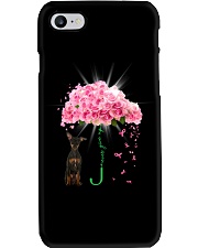 Pink Umbrella - BLACK Miniature Pinscher Phone Case tile