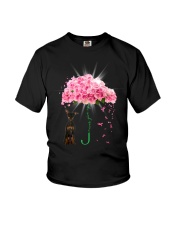 Pink Umbrella - BLACK Miniature Pinscher Youth T-Shirt tile