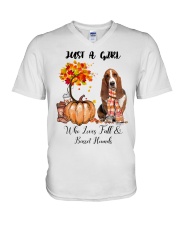 Fall And - Basset Hound 1 V-Neck T-Shirt tile