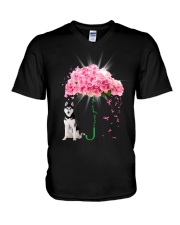 Pink Umbrella - Husky 1 V-Neck T-Shirt tile