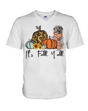 Fall Pumpkin Pyrenean Shepherd V-Neck T-Shirt tile