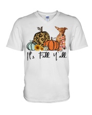 Fall Pumpkin Miniature Pinscher V-Neck T-Shirt tile