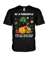 Pineapple - BLACK Pekingese V-Neck T-Shirt tile
