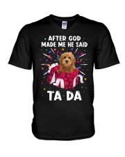 God Said - RED Goldendoodle V-Neck T-Shirt tile