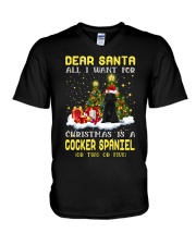 Dear Santa - BLACK Cocker Spaniel V-Neck T-Shirt tile