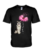 Daisy Ribbon - Alaskan Malamute V-Neck T-Shirt tile