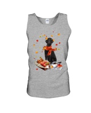Autumn Leaves BLACK Flat Coated Retriever Unisex Tank tile