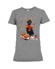 Autumn Leaves BLACK Flat Coated Retriever Premium Fit Ladies Tee tile
