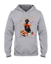 Autumn Leaves BLACK Flat Coated Retriever Hooded Sweatshirt tile