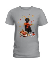 Autumn Leaves BLACK Flat Coated Retriever Ladies T-Shirt tile