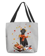 Autumn Leaves BLACK Flat Coated Retriever All-Over Tote tile