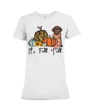 Fall Pumpkin CHOCOLATE labrador Premium Fit Ladies Tee tile