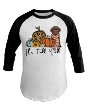 Fall Pumpkin CHOCOLATE labrador Baseball Tee tile