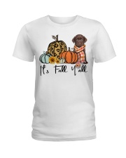 Fall Pumpkin CHOCOLATE labrador Ladies T-Shirt tile