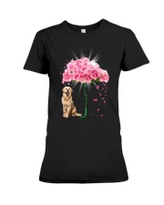 Pink Umbrella - Golden Retriever 2 Premium Fit Ladies Tee tile