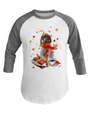 Autumn Leaves German Shorthaired Pointer Baseball Tee tile
