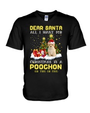Dear Santa - Poochon V-Neck T-Shirt tile