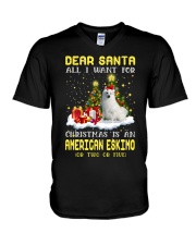 Dear Santa - American Eskimo V-Neck T-Shirt tile