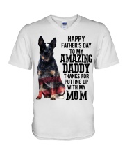 Daddy Blue Heeler V-Neck T-Shirt tile
