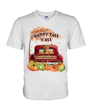 Pumpkin House - RED Miniature Pinscher V-Neck T-Shirt tile