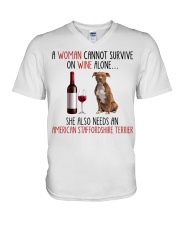 She Also Needs American Staffordshire Terrier Dog V-Neck T-Shirt tile