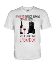 She Also Needs - Black Labrador V-Neck T-Shirt tile