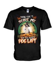 Crazy Lady - Blue Merle Collie V-Neck T-Shirt tile