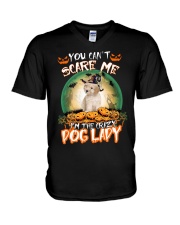 Crazy Lady - CREAM Toy Poodle V-Neck T-Shirt tile