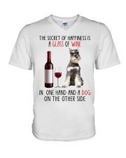 Happiness - GREY Miniature Schnauzer V-Neck T-Shirt tile